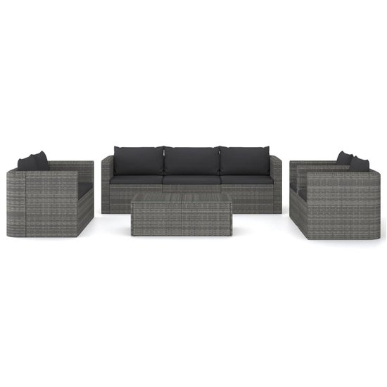 8-delige Loungeset Milou met kussens poly rattan grijs