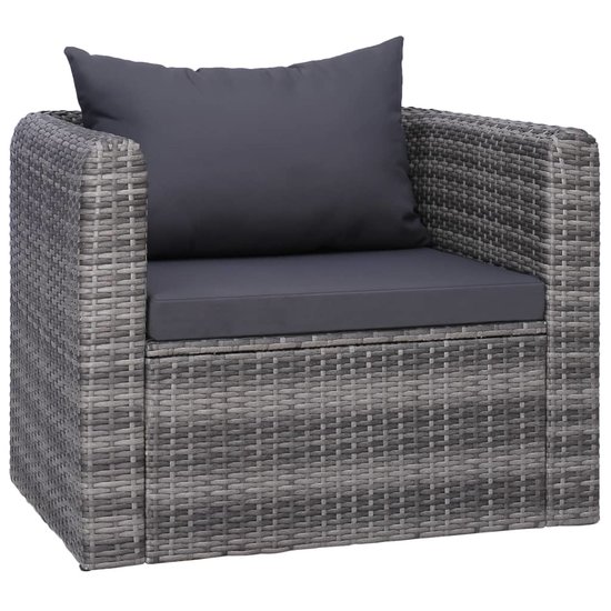 8-delige Loungeset Milou met kussens poly rattan grijs