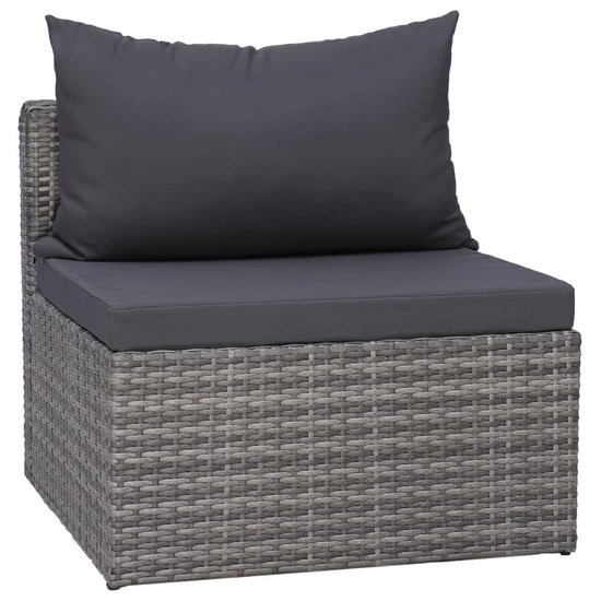 8-delige Loungeset Milou met kussens poly rattan grijs