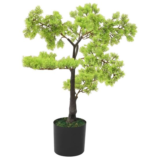 Kunstplant met pot cipres bonsai 60 cm groen