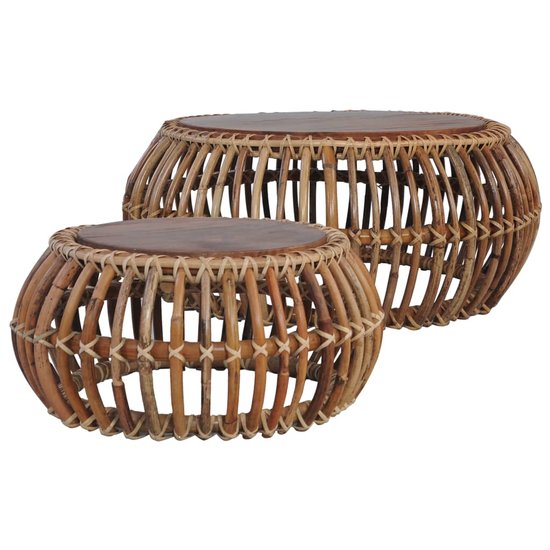 Salontafels Bruno SET 2 st natuurlijk rattan