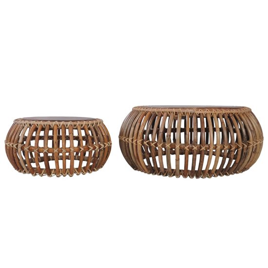 Salontafels Bruno SET 2 st natuurlijk rattan