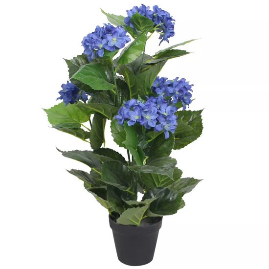 Kunst hortensia plant met pot 60 cm blauw