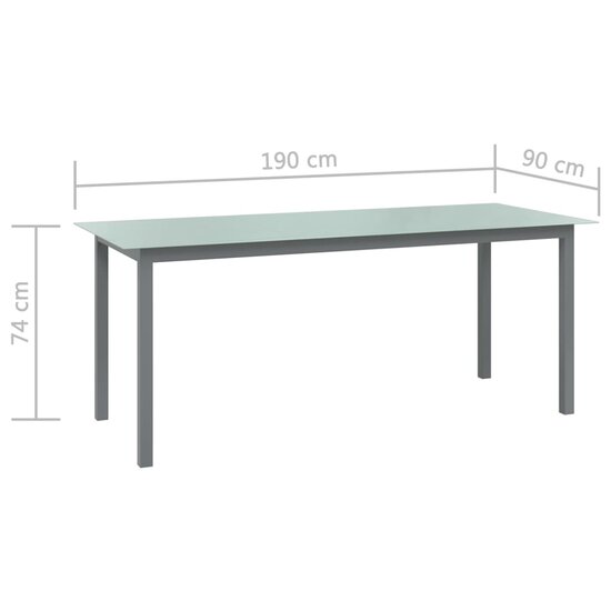 Tuintafel Wanda 190x90x74 cm aluminium en glas lichtgrijs