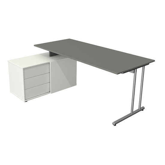 Kerkmann - Bureau Profi grafiet grijs met archiefkast 180x80cm