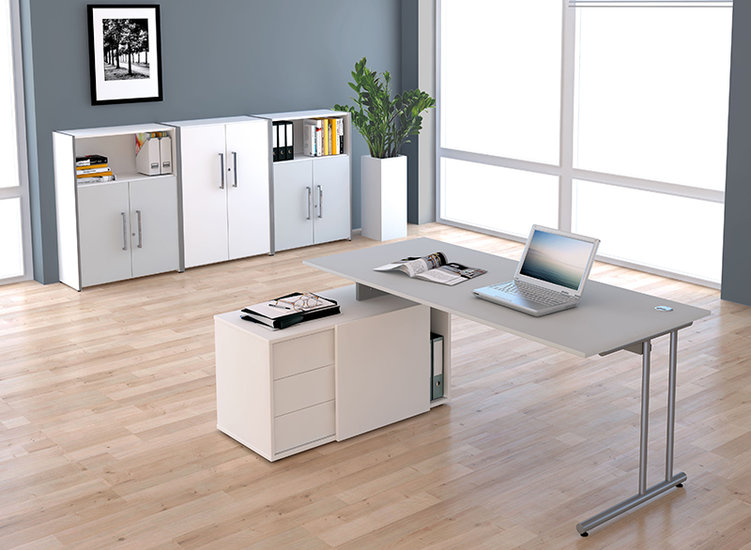 Kerkmann - Bureau Profi licht grijs met archiefkast 180x80cm