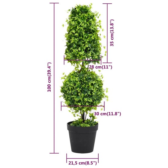 Kunstplant met pot buxus 100 cm groen