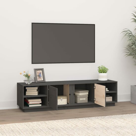 Tv-meubel Amber 156x40x40 cm massief grenenhout grijs