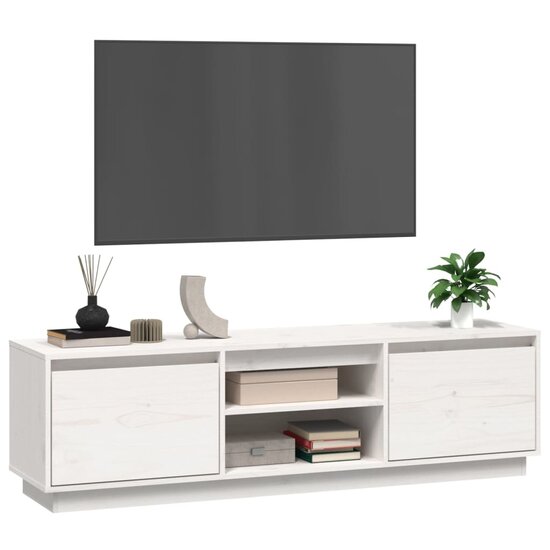 Tv-meubel Amber 140x35x40 cm massief grenenhout wit