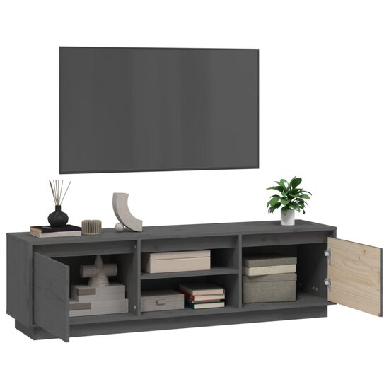 Tv-meubel Amber 140x35x40 cm massief grenenhout grijs