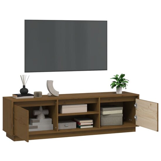 Tv-meubel Amber 140x35x40 cm massief grenenhout honingbruin