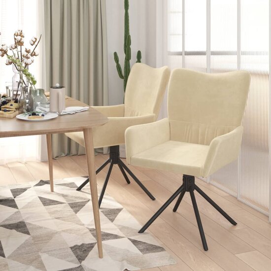 Eetkamerstoelen Ragas draaibaar SET 2 velvet cr&egrave;mekleurig