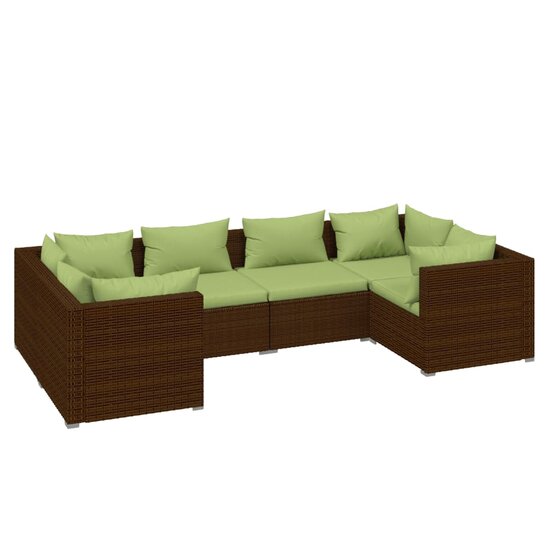 Loungeset Manhattan met kussens poly rattan bruin