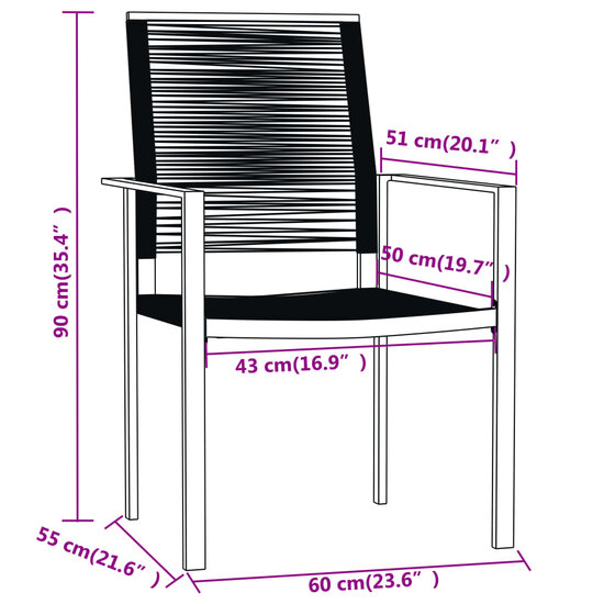 Tuinset Nice zwart metaal 5-delig design