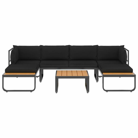 Loungeset Prince aluminium zwart met bruin 4-delig