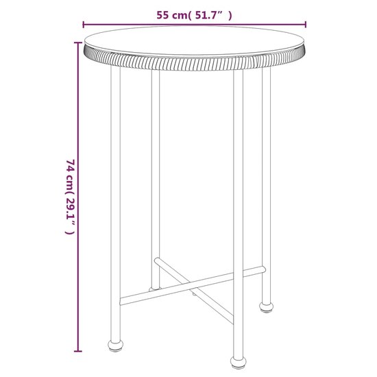 Tuinset Hansa Poly Rattan blank tafel met 4 stoelen