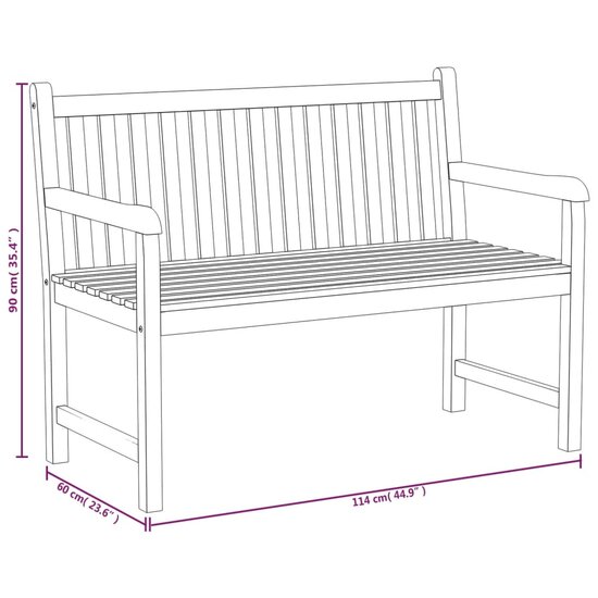 Tuinset Match massief teakhout tafel met bank en 2 stoelen