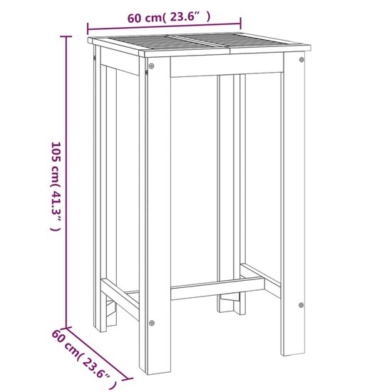 Tuinset Miep barset massief acaciahout tafel met 2 krukken