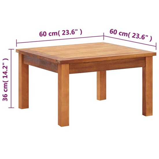 Tuintafel Dennis 60X60X36 Cm Massief Acaciahout salontafel