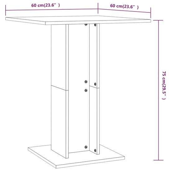 Bistrotafel 60X60X75 Cm Bewerkt Hout Bruineikenkleurig