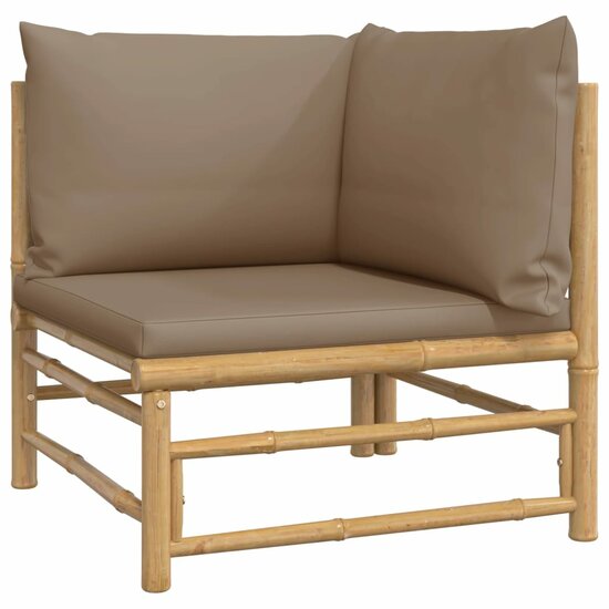 Loungeset Palmas Met Kussens Bamboe Taupe 6-delig