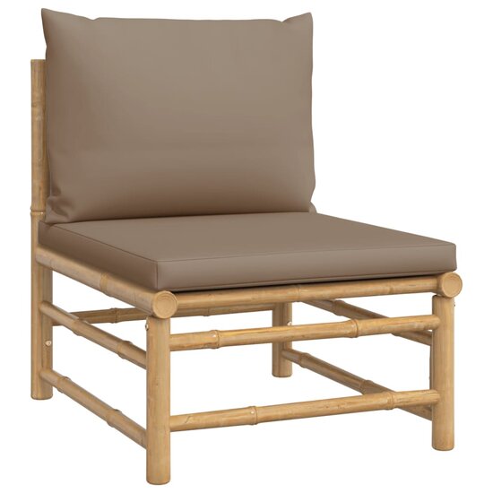 Loungeset Palmas Met Kussens Bamboe Taupe 6-delig