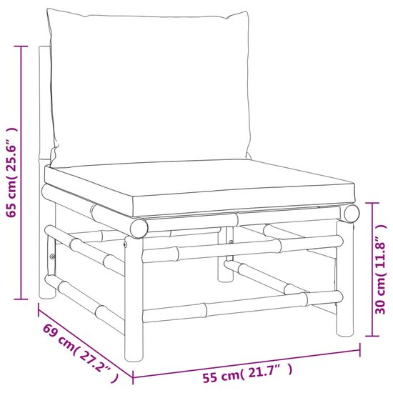 Loungeset Palmas Met Kussens Bamboe Taupe 6-delig