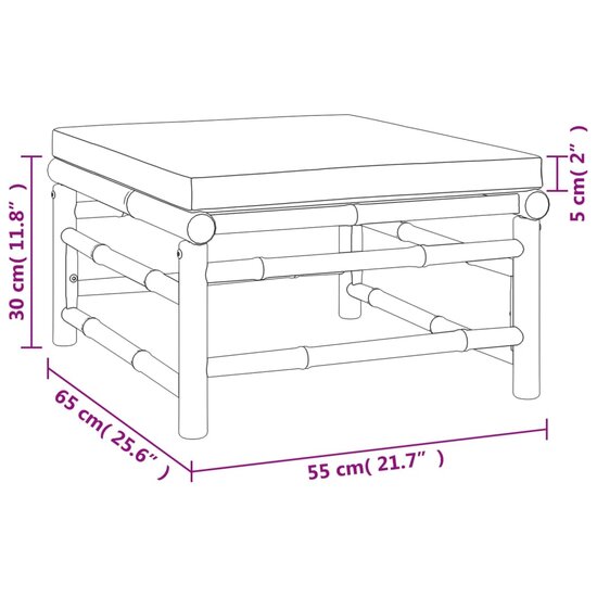 Loungeset Palmas Met Kussens Bamboe Taupe 4-delig