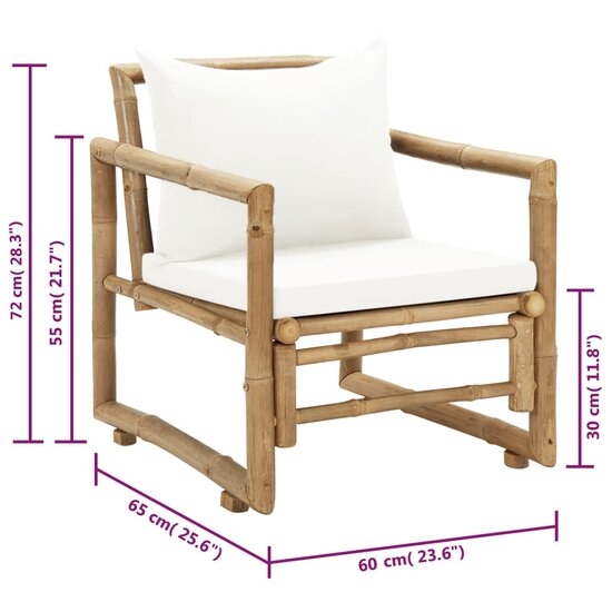 Tuinstoelen Maxim 2 St Met Kussens Bamboe