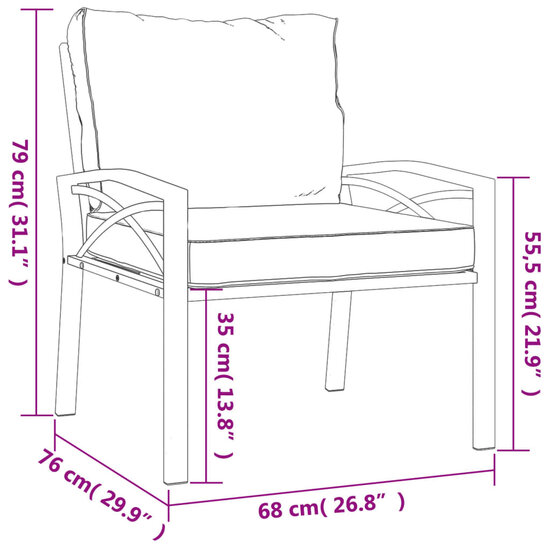 Tuinstoelen Dante Met Grijze Kussens 2 St 68X76X79 Cm Staal