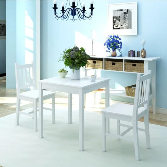 Eethoek Lucy  70x70 cm wit tafel met 2 stoelen