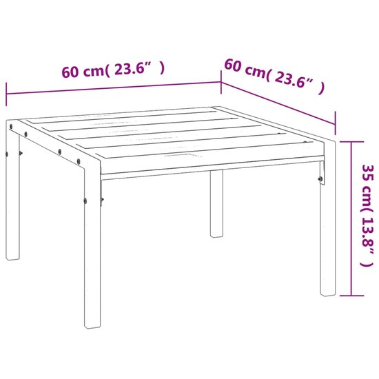 Tuintafel Dante 60X60X35 Cm Staal Zwart