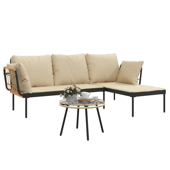 3-Delige Loungeset Hinke Met Kussens Poly Rattan Beige