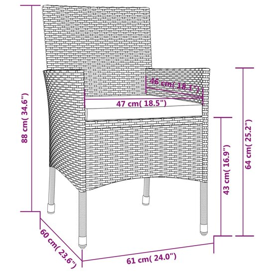 3-Delige Tuinset Gerard Met Kussens Poly Rattan Beige