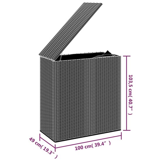 Tuinbox 100X49X103,5 Cm Polyetheen Rattan Zwart