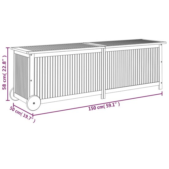 Tuinbox Met Wieltjes 150X50X58 Cm Massief Acaciahout