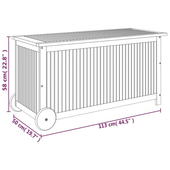 Tuinbox Met Wieltjes 113X50X58 Cm Massief Acaciahout