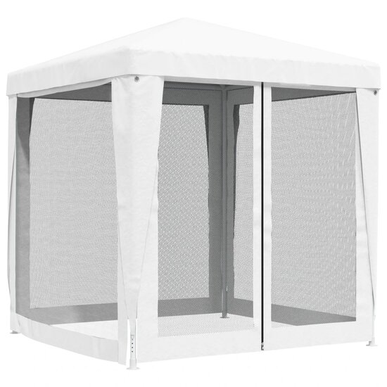 Partytent Met 4 Mesh Zijwanden 2X2 M Wit