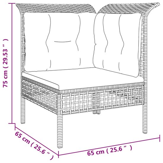 5-Delige Loungeset Burman Met Kussens Poly Rattan Grijs