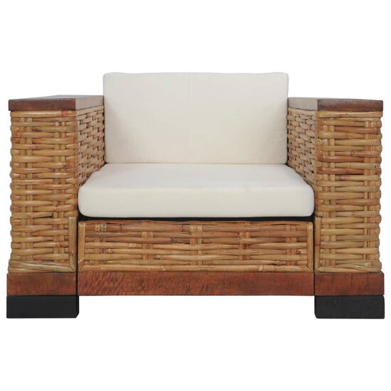 Fauteuil Ramon Met Kussens Natuurlijk Rattan Bruin