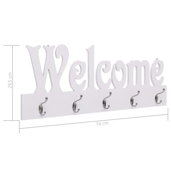 Wandkapstok Welcome 74X29,5 Cm Wit