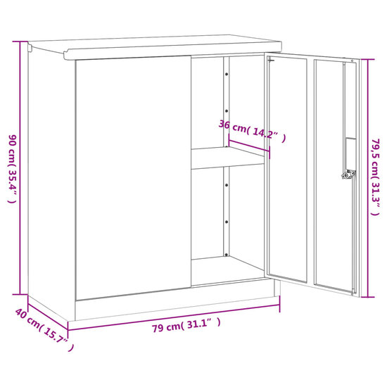 Archiefkast Anton 79X40X90 Cm Staal Wit