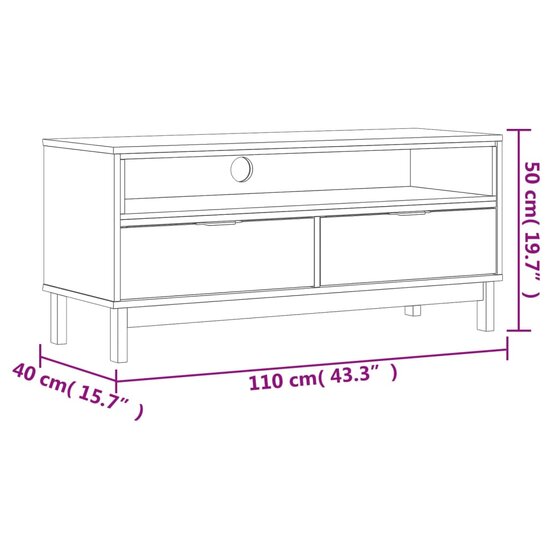 Tv-Meubel Oslo 110X40X50 Cm Massief Grenenhout