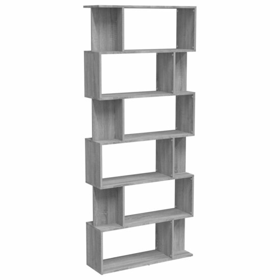 Boekenkast Roomdivider 80X24X192 Cm Bewerkt Hout Grijs