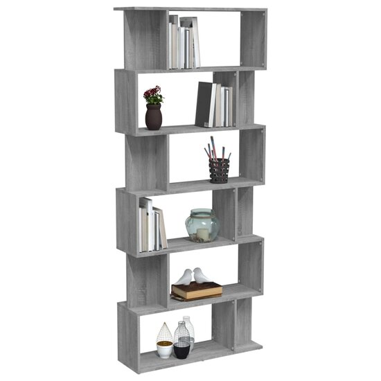 Boekenkast Roomdivider 80X24X192 Cm Bewerkt Hout Grijs