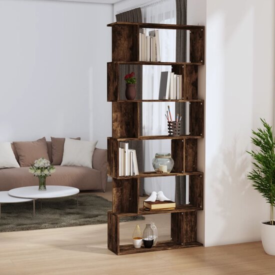 Boekenkast Roomdivider 80X24X192Cm Hout Gerookt Eiken