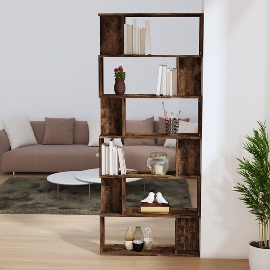 Boekenkast Roomdivider 80X24X192Cm Hout Gerookt Eiken