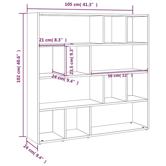 Boekenkast Roomdivider Furious 105X24X102 Cm Wit