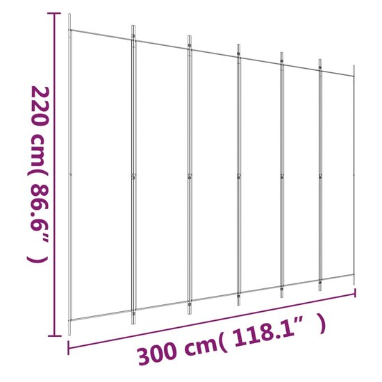 Kamerscherm Met 6 Panelen 300X220 Cm Stof Wit