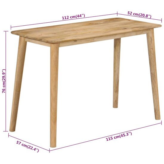 Eettafel Como 112X52X76 Cm Massief Mangohout 